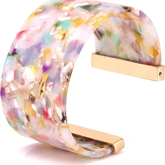 Cuff Bracelet for Women Acrylic Resin Bracelets Statement Bangle Bracelet Adjust - Picture 1 of 7